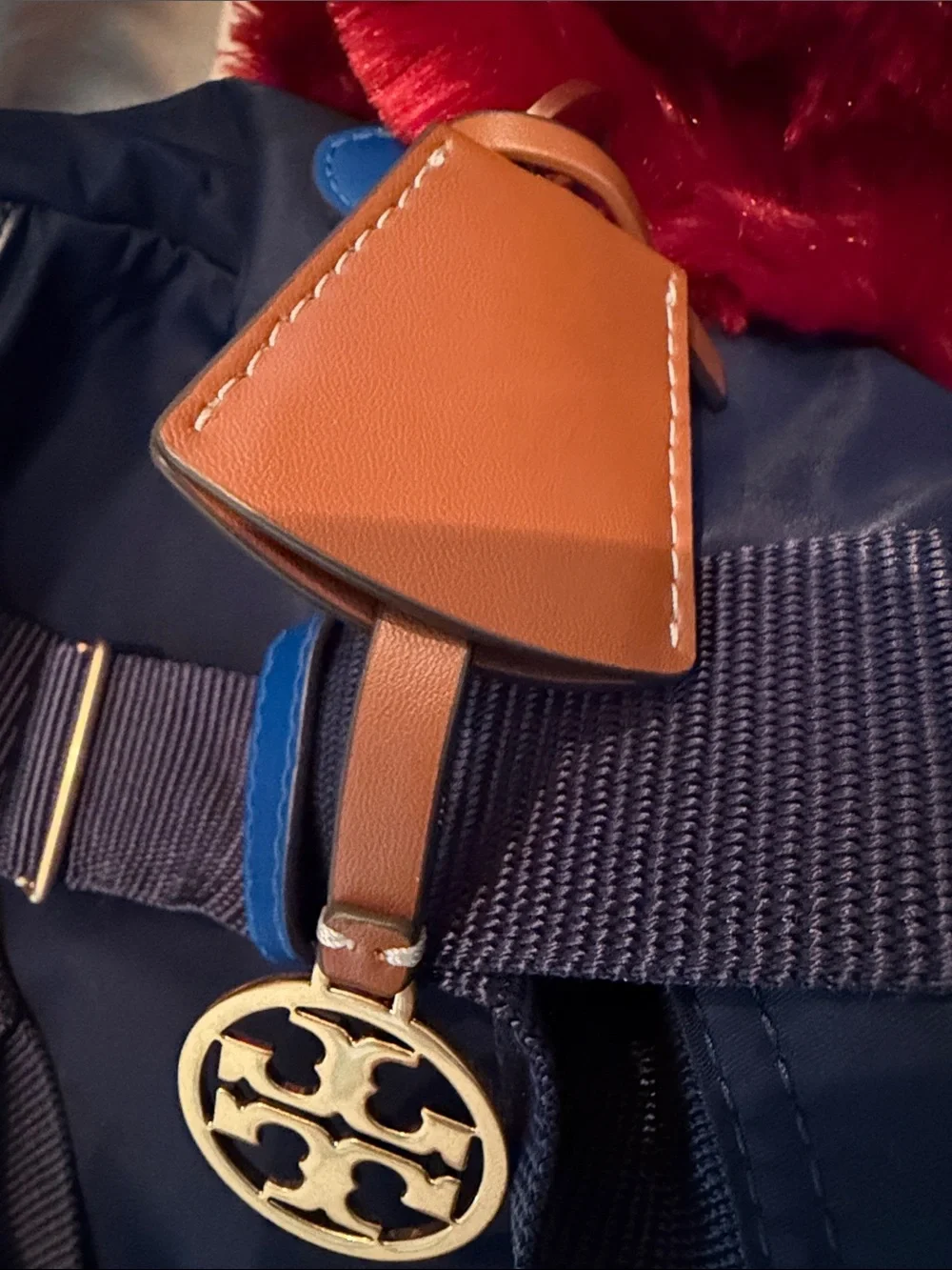 Tory Burch Navy Backpack with Bright Blue Trim